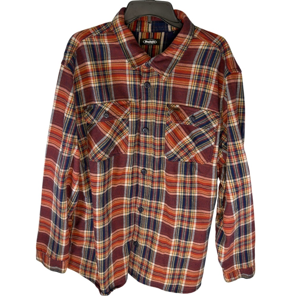 Buffalo David Bitton Mens XXL Plaid Flannel Button Down Shirt Jacket D0425-01